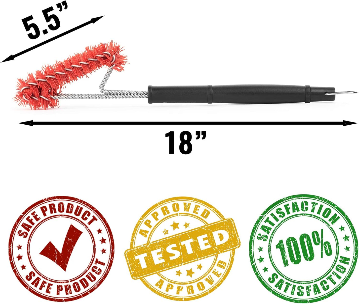 Grillaholics Essentials Nylon Grill Brush - Bristle Free Alternative - Nylon Cold Scrub Technology Cleans Between The Grates - Lifetime Manufacturer's Warranty