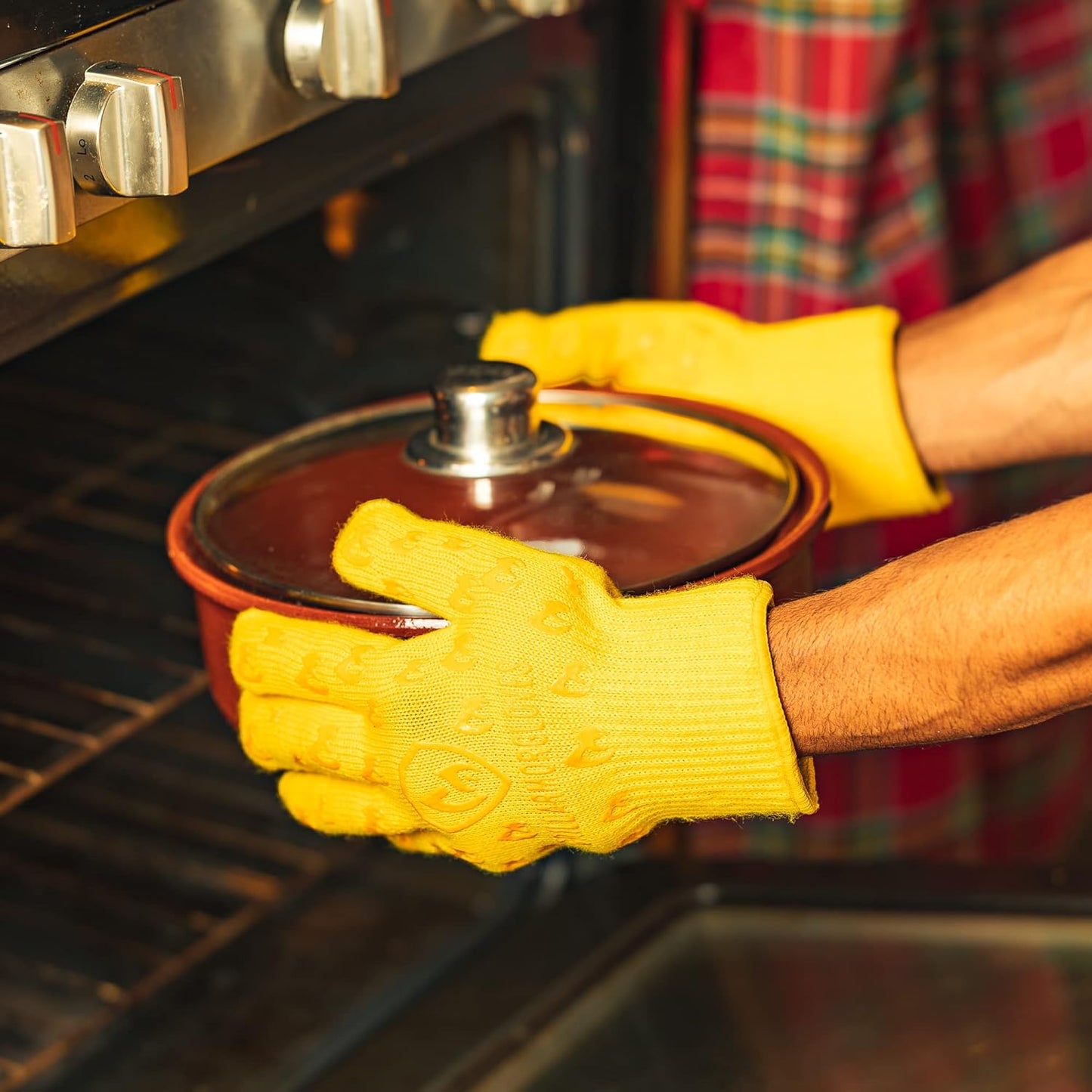 Grill Armor Oven Gloves 932°F Extreme Heat & Cut Resistant Oven Mitts with Fingers for BBQ, Cooking, Grilling, Baking – Accessory for Smoker, Cast Iron, Fire Pit, Camping, Fireplace and More