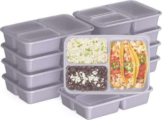 Bentgo 20-Piece Lightweight, Durable, Reusable BPA-Free 3-Compartment Containers - Microwave, Freezer, Dishwasher Safe - Lilac