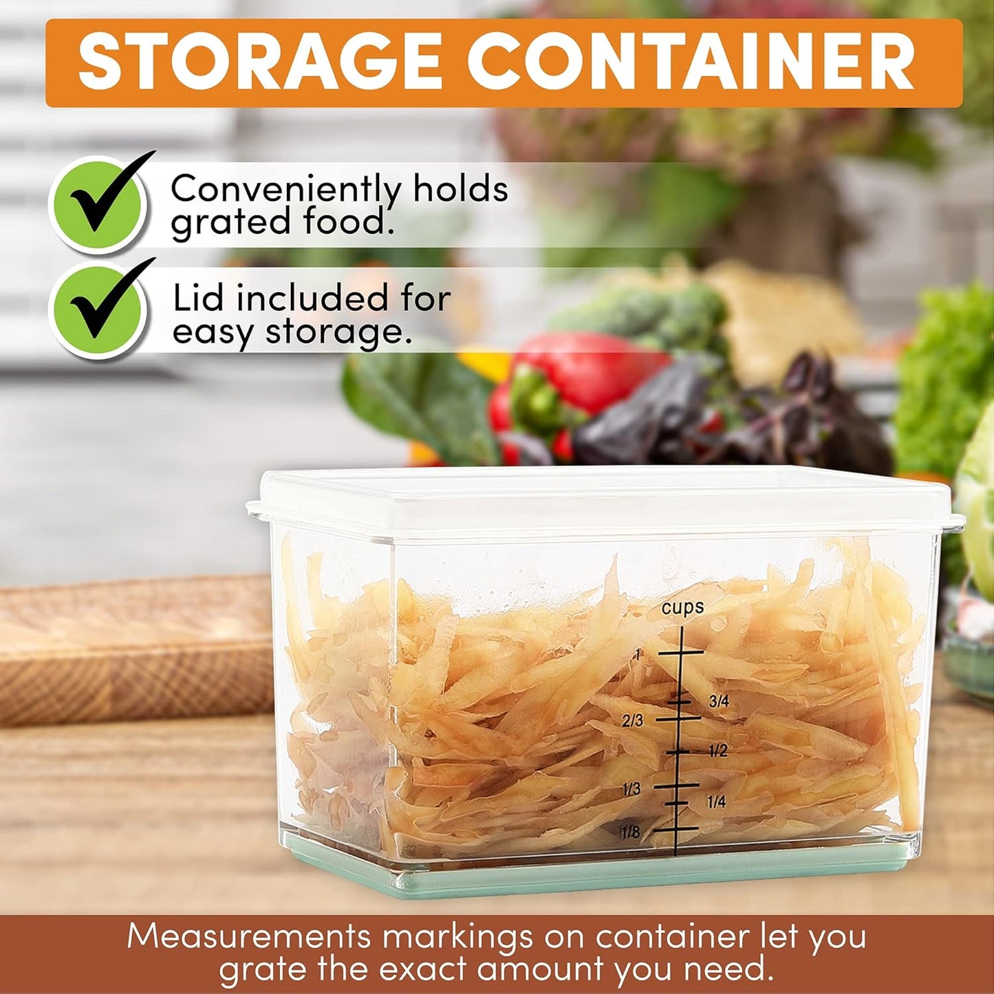 Spring Chef Professional 10" Parmesan Cheese Grater With Container, Stainless Steel & Soft Grip Handle, Handheld Kitchen Cheese Shredder, Box Grater with 4 Sides for Potato, Carrot, Veggie - Mint