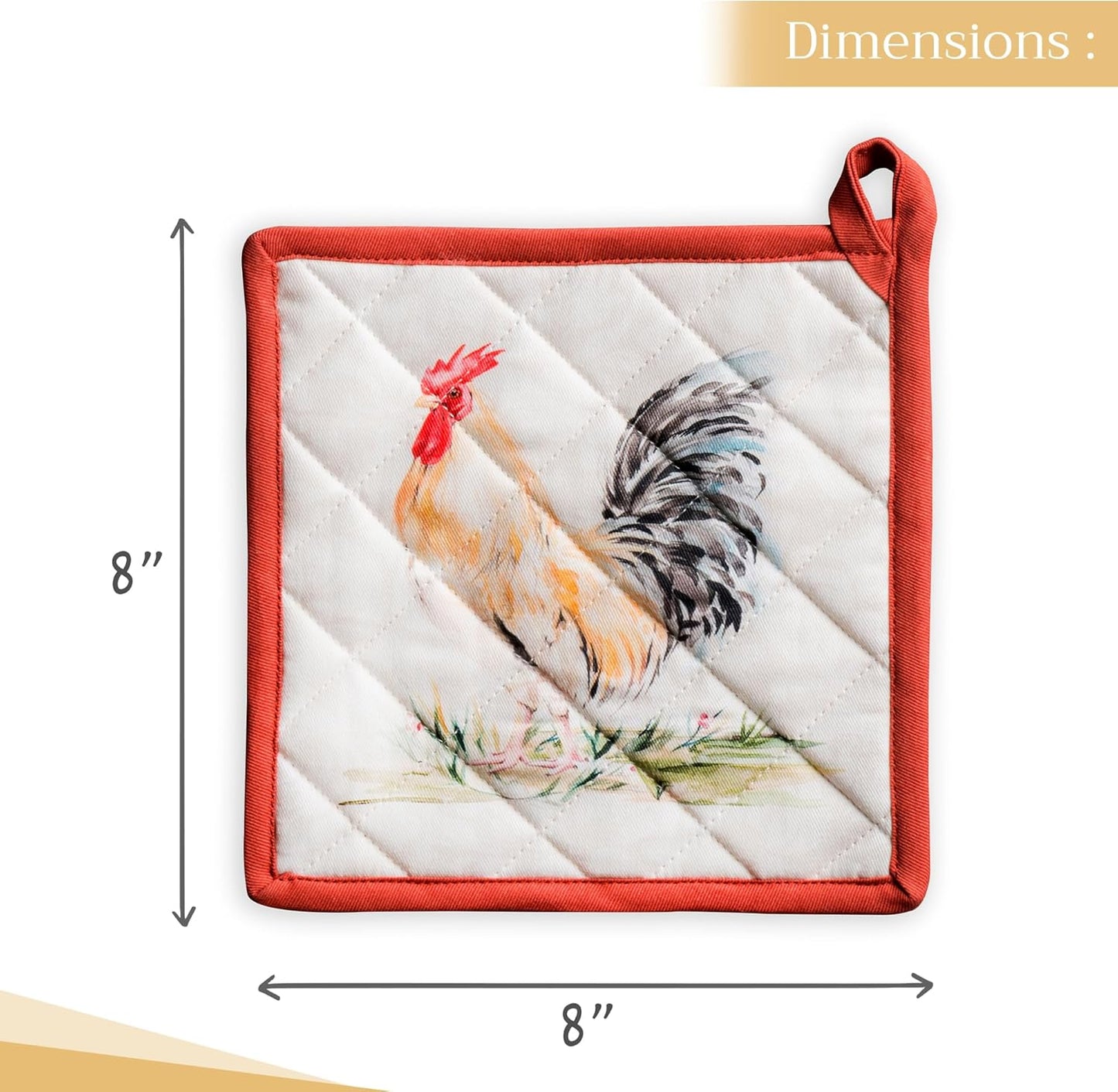 Maison d' Hermine Campagne 100% Cotton Pot Holder, 8 - inch by 8 - inch.