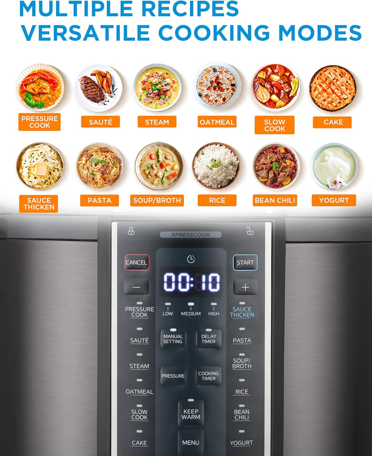 Midea 12-in-1 Electric Pressure Cooker, 6 Quarts, 12 Presets, Multi-Functional Programmable Slow Cooker, Rice Cooker, Steamer, Sauté Pan, Yogurt Maker, and More, Stainless Steel