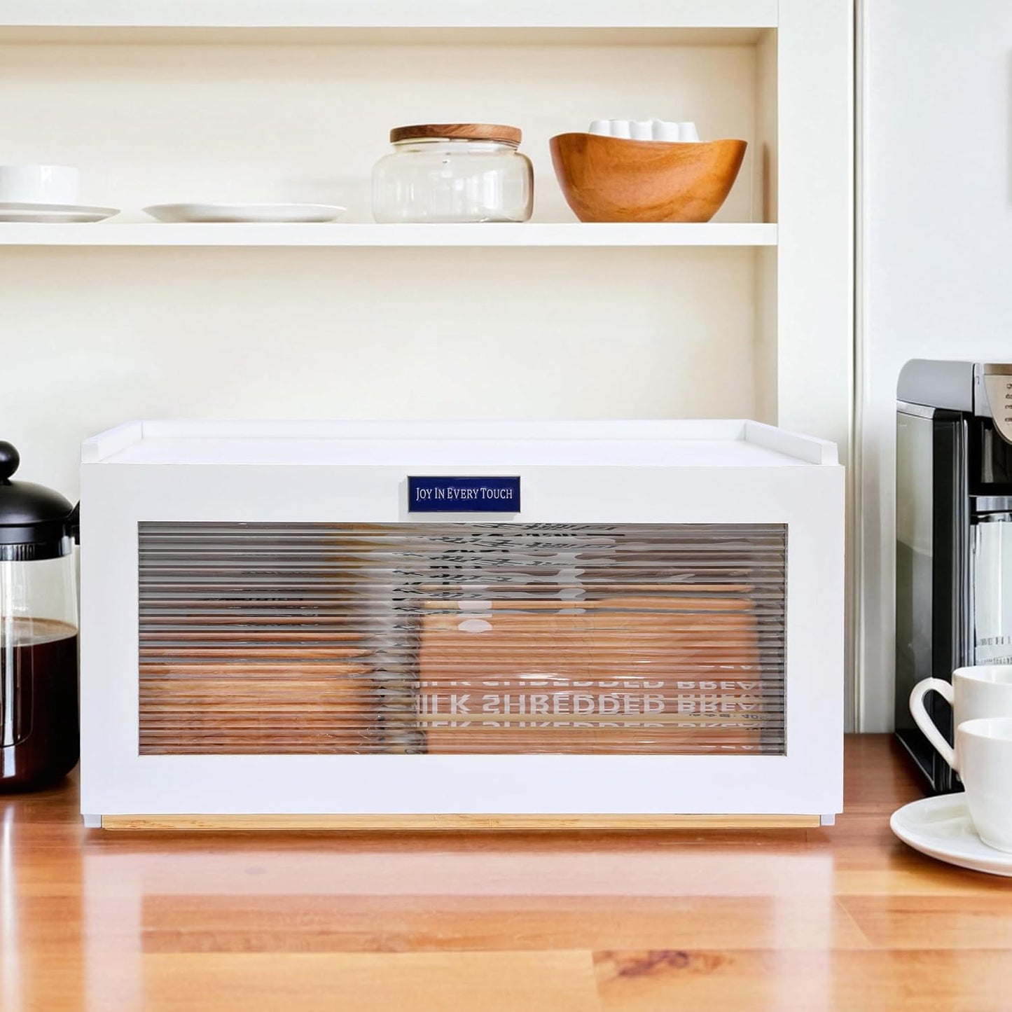 White Bamboo Bread Box for Kitchen Countertop - Mothers Day Gifts for Mom,Kitchen Essentials Bread Storage for Homemade Bread Pantry Organizers and Storage Bread Holder