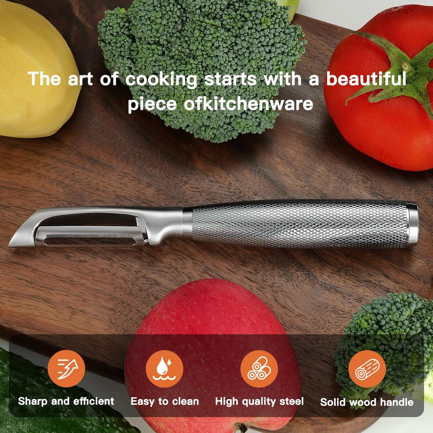 I-Type Vegetable Peeler, Silver Chrome Finish, 304 Stainless Steel Blade, Ultra Sharp Potato Peeler for Apples, Carrots, Heavy Duty Kitchen Peeler