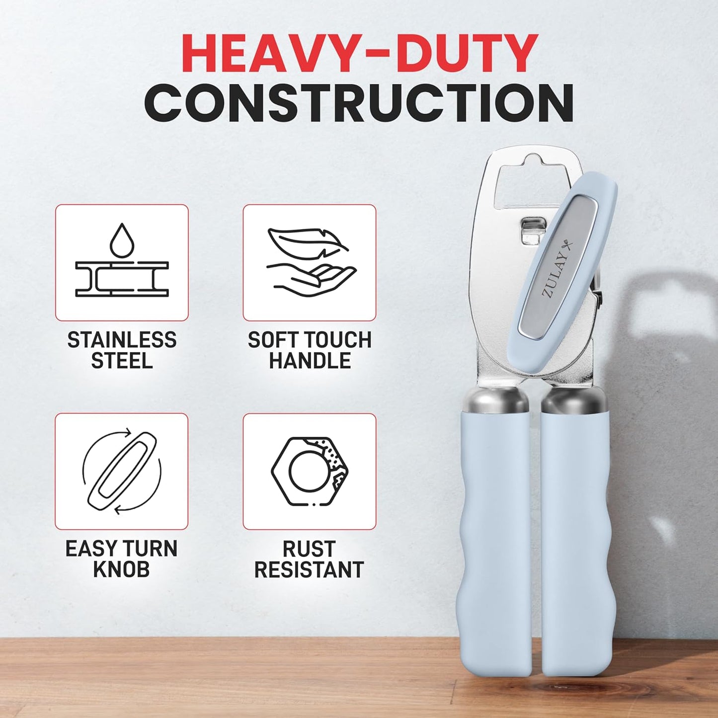 Zulay Kitchen Manual Can Opener with Bottle Opener with Turn Knob