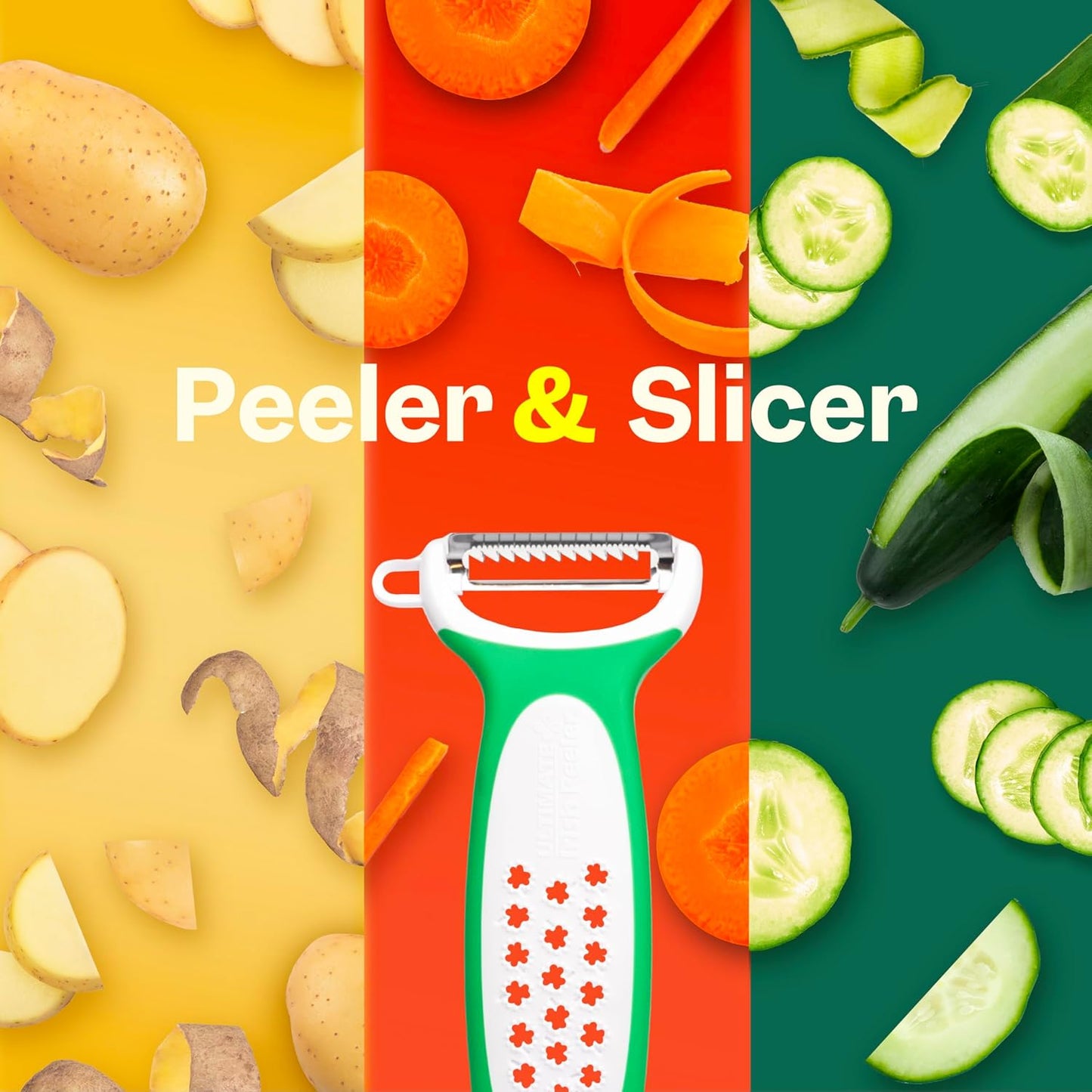 Peeler & Slicer Deluxe – Ronnie Neville’s Original As Seen on TV 3-in-1 Stainless Steel Kitchen Tool, Vegetable Peeler, Julienne Cutter, Cheese Shaver