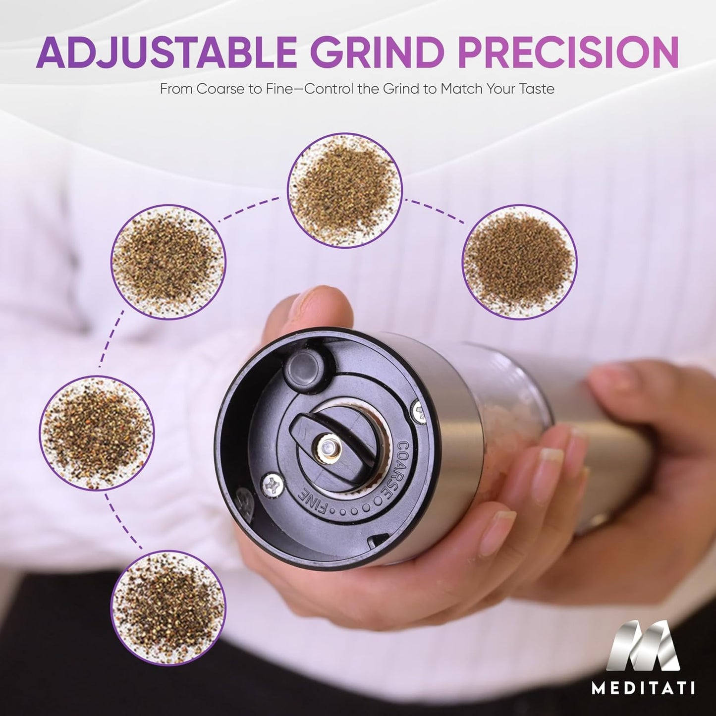 Electric Salt and Pepper Grinder Set-Rechargeable USB Large Capacity Stainless Steel Mills with Ceramic Core, LED Light, Adjustable Coarseness, One-Handed Operation -Set of 2