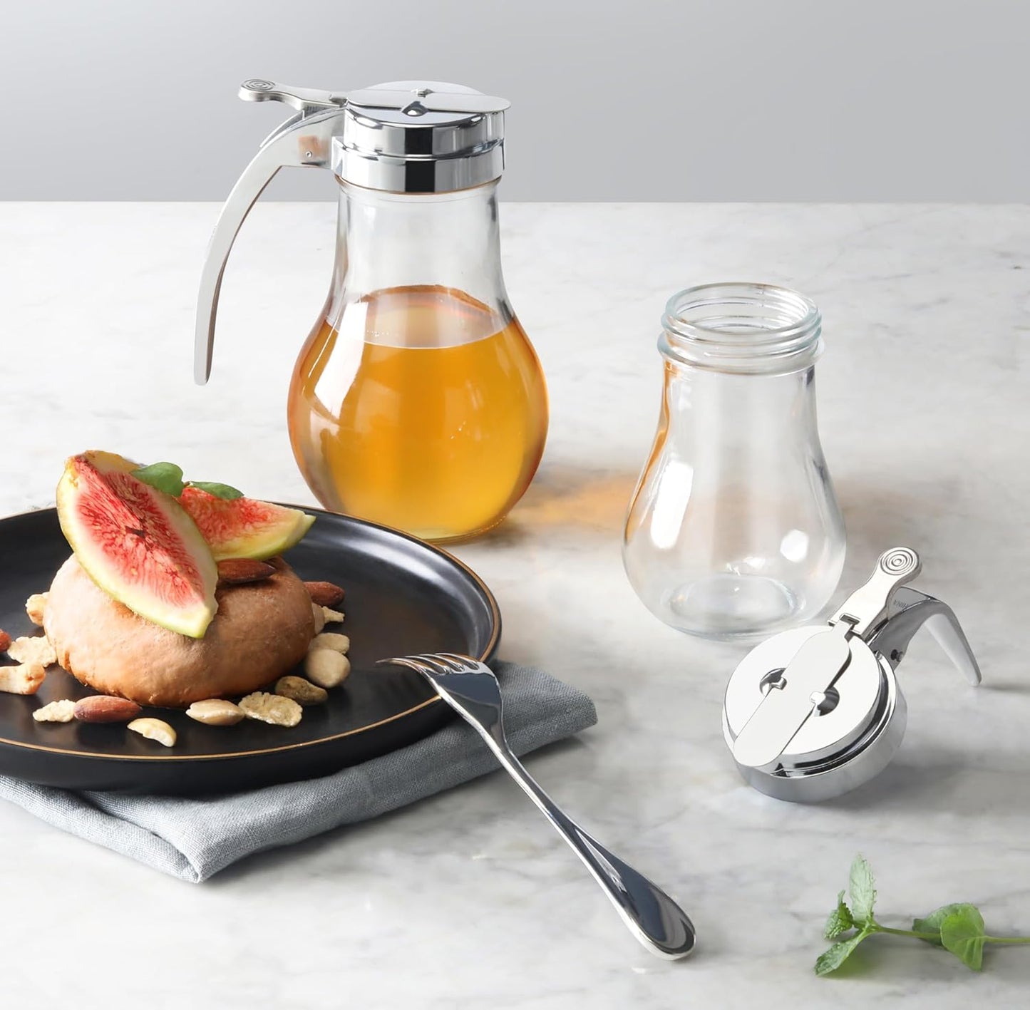 New Star Foodservice 22469 Syrup Dispenser with Chrome Plated Zinc Alloy Top, 6-Ounce, Set of 12