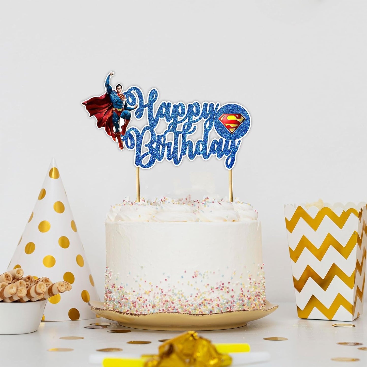 Suprmn Happy Birthday Cake Topper - Birthday Decoration.