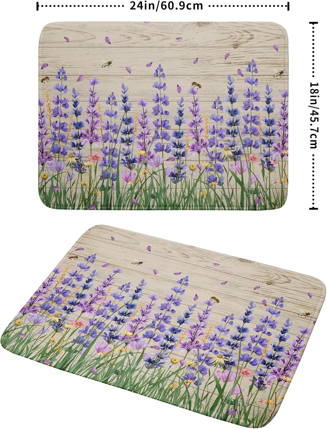 Lavender Floral Dish Drying Mat 18x24 inch Spring Summer Flower Decorative Fast Dry Dishes Drainer Mats Reversible Washable Dish Rack Pad