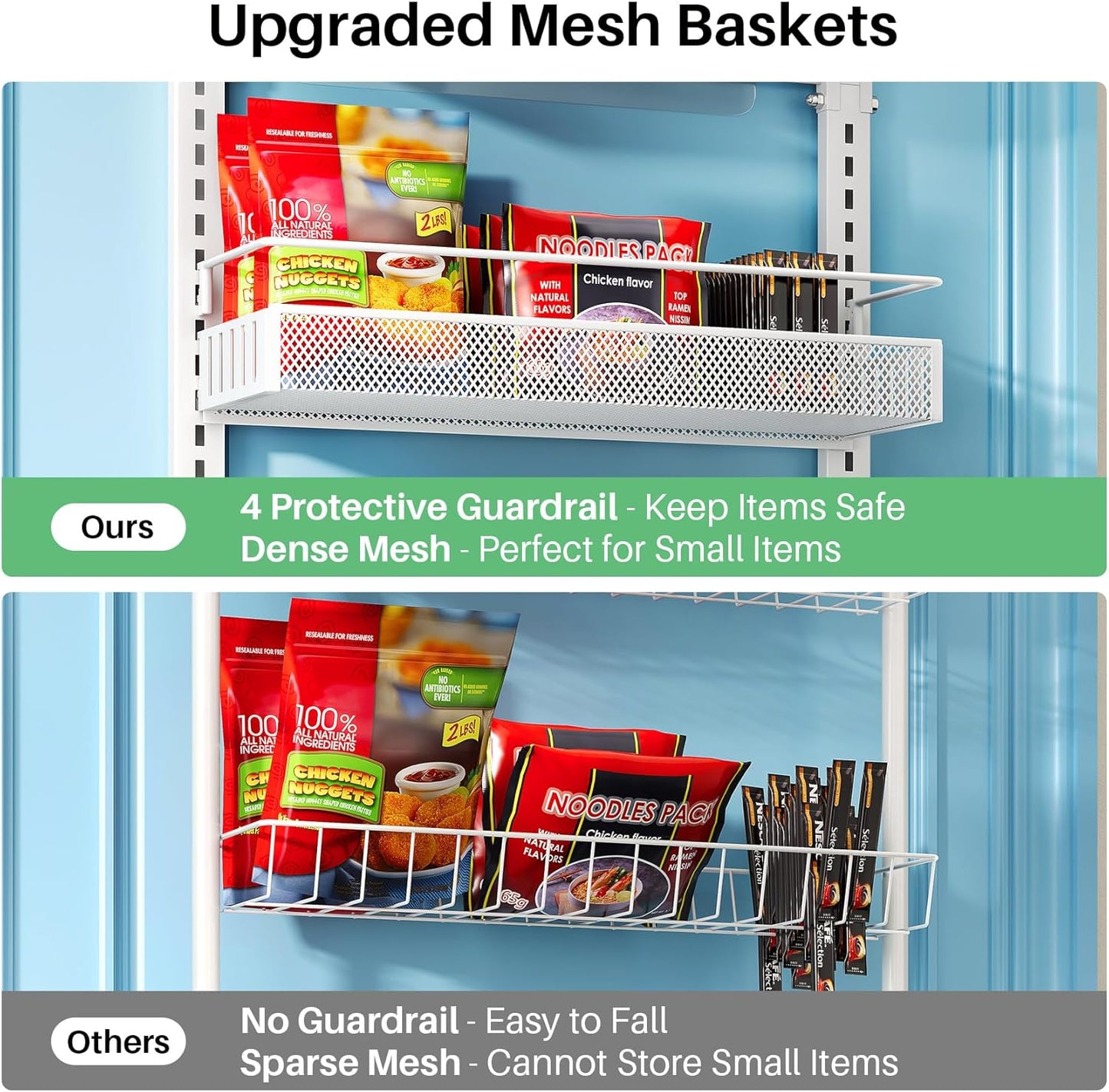 Over the Door Pantry Organizer - 8 Tier Adjustable Hanging Door Spice Rack, Large Capacity for Kitchen Pantry Storage (White)