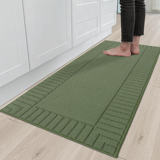 BEQHAUSE-Kitchen-Rugs-Non Slip-Kitchen-Mats-for-Floor Machine Washable Kitchen Rugs Absorbent Kitchen Carpet with TPR Non Skid Backing,Green, 24”x60”