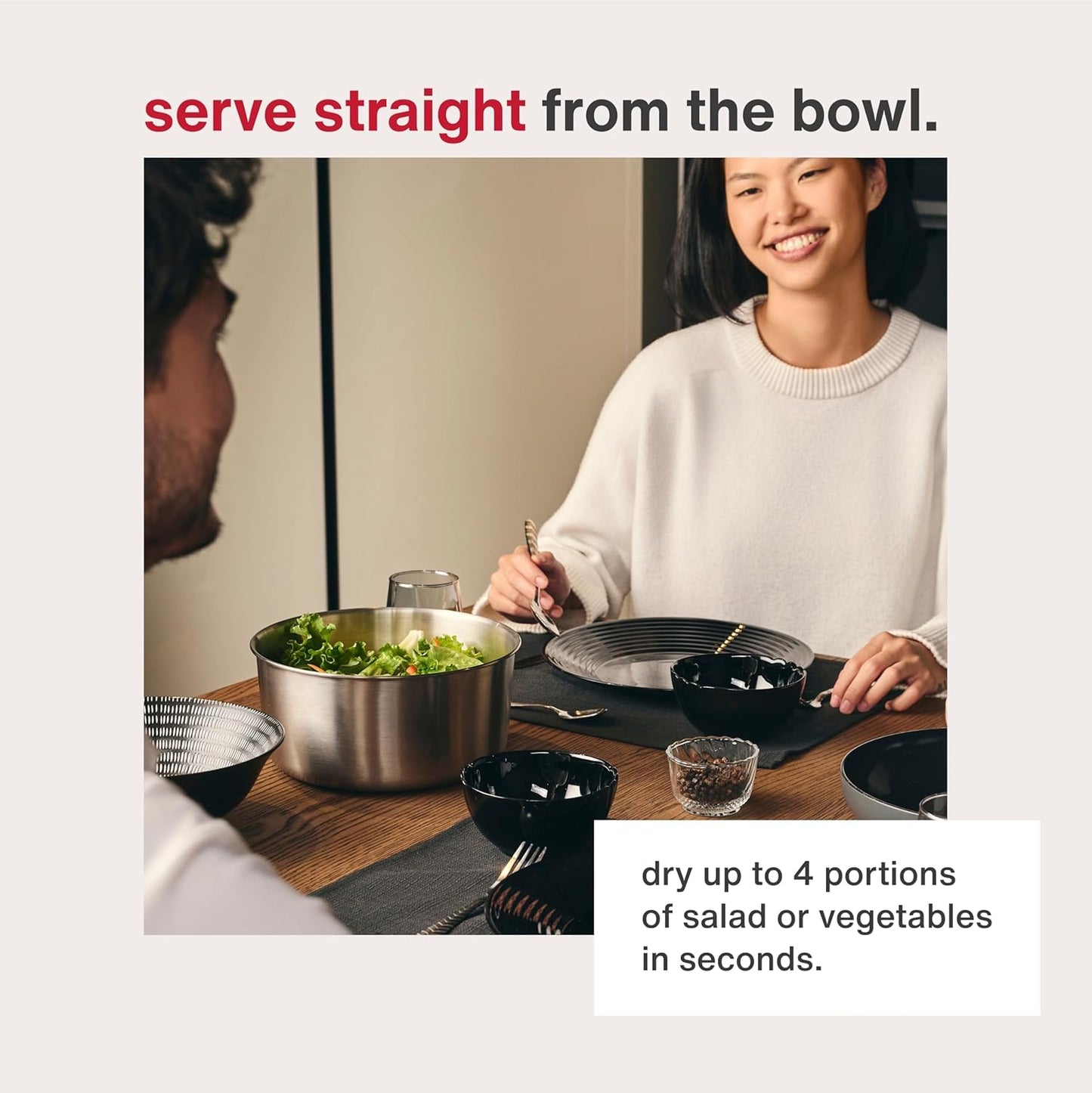 Zyliss Easy Spin Salad Spinner - Fruit & Veggie Dryer - Produce Spinner & Cleaner for Salad Prep - Dishwasher-Safe Kitchen Essential - Non-Slip Bowl with Pull Handle - New Stainless Easy Spin Small