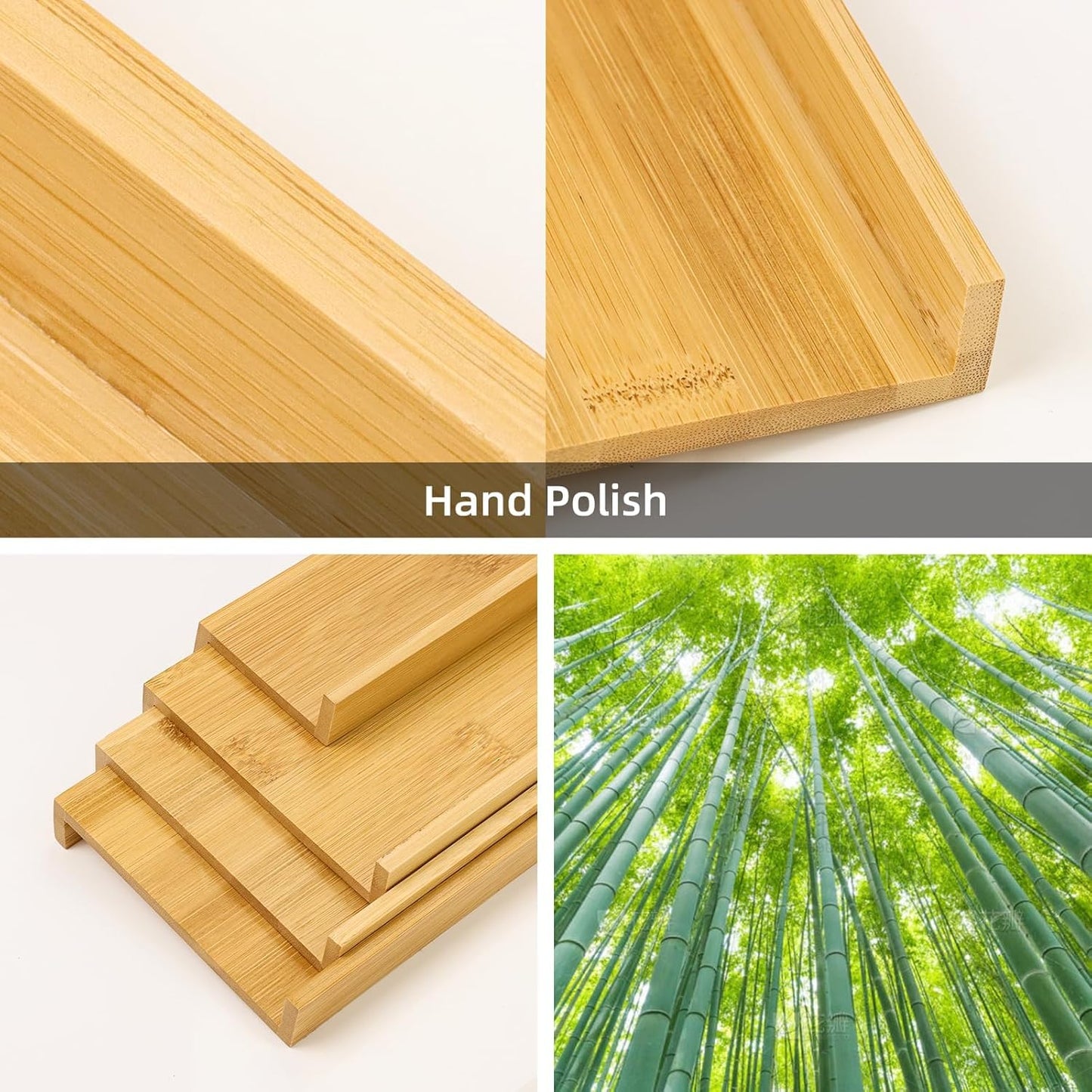 Spice Drawer Organzier,4 Tiers Bamboo Spice Rack Tray Insert for Cabinet Drawer Countertop, Kitchen Seasoning Storage Drawer Organization,14.57" Wide x 15.8" Deep （Hold UP To 32 Jars