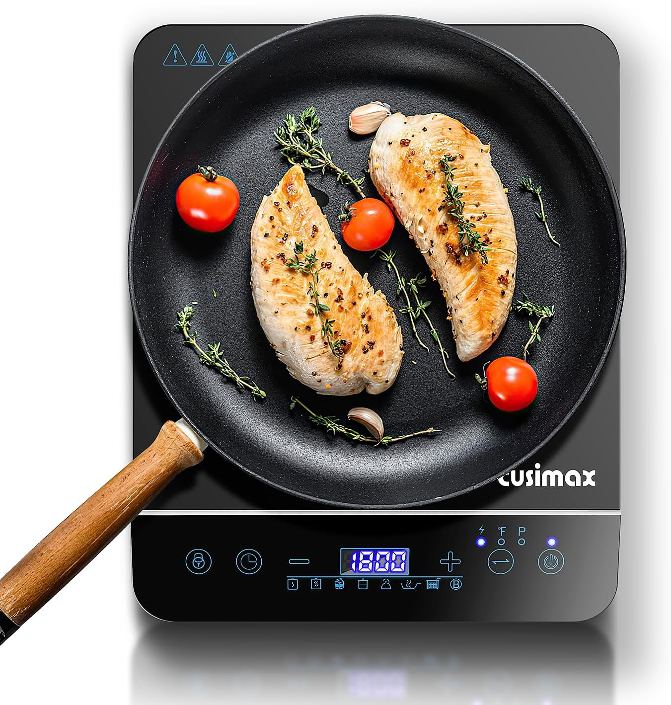 CUSIMAX Portable Induction Cooktop,3 Control Modes, 1800w 7.1" Heating Coil,140°F To 464°F,Induction Hot Plate with LED Display Sensor Touch Screen,Timer and Child Lock,Even and Fast Heating