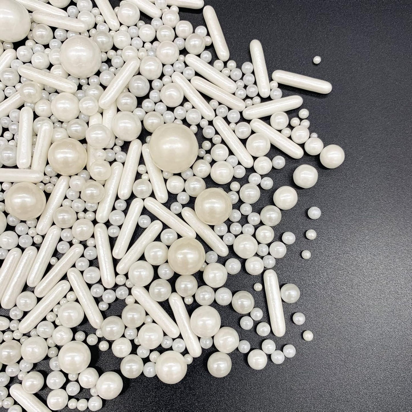 Sprinkles White Pearl Sugar Candy Mix Size Baking Cake Decorations Cupcake Toppers Cookie Decorating Ice Cream Celebrations Shaker Jar Wedding Shower Party (130g/4.58oz）