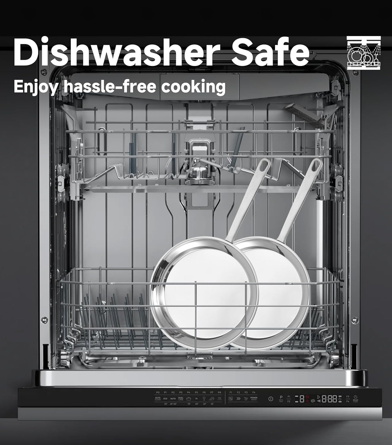 LOLIKITCH 10 In Stainless Steel Skillet - Professional Induction Fry Pan, Oven Safe 600°F, Tri-Ply Stainless Steel Clad, Dishwasher Safe, Detachable Handle, PFOA Free, Commercial Restaurant Grade