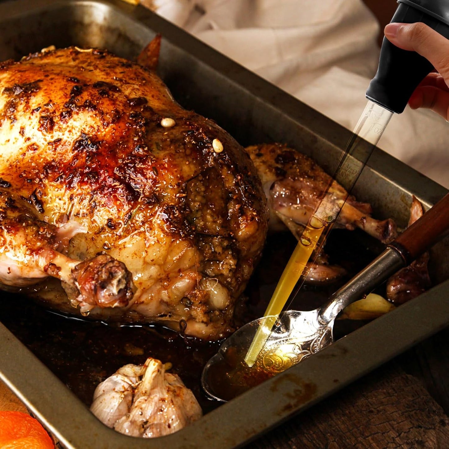 Boao 5 Pieces Nylon Heat-resistant Turkey Baster Cooking Set Includes Meat Baster, 1 Silicone Basting Brush and 2 Cleaning Brush for BBQ Grill Baking Kitchen Cooking(Black, White)