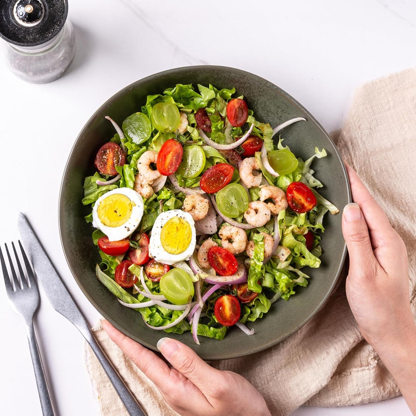 AmorArc 9.75'' Large Ceramic Pasta Bowls, 38oz Stoneware Serving Bowls Set of 6 for Kitchen, Oven, Microwave&Dishwasher Safe Bowls with Wavy Rim for Fruit Pasta Salad Meal, Reactive Glaze