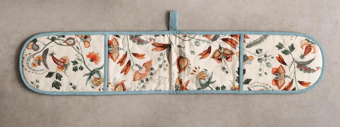 Maison d' Hermine Double Oven Mitts 100% Cotton 7"x35" Double Oven Mitt Heat Resistant BBQ Cooking Gloves with Loop, Baking, Grilling, Home, Kitchen, Handling Hot Pans (Dalida)