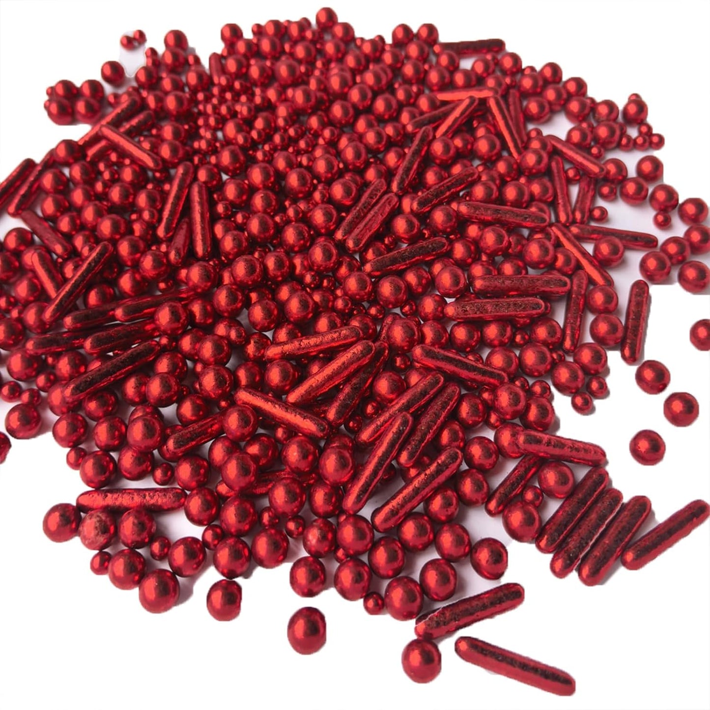 Sprinkles Red Pearl Sugar Candy Mix Size Baking Cake Decorations Cupcake Toppers Celebrations Shaker Jar Wedding Shower Party (130g/4.2oz）