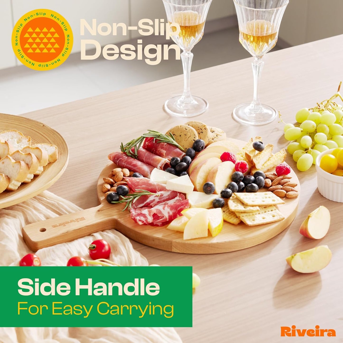 Riveira Cherry Wood Cutting Board – Gourmet Black Cherry Grandeur: 17 x 12 Wooden Cutting Board – Wooden Cutting Boards For Kitchen Decorative – Innovative Juice Grooves Cherry Wooden Chopping Board