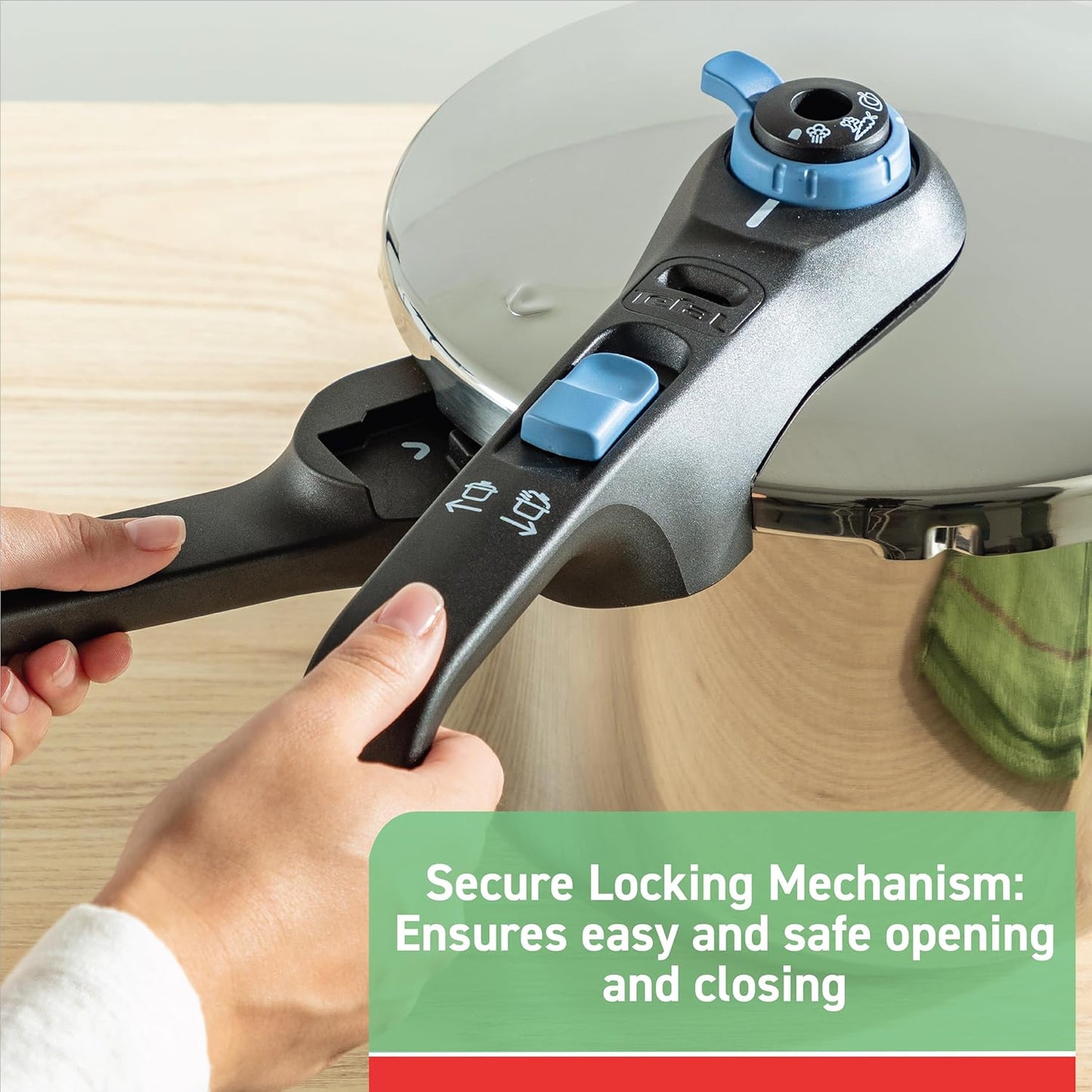 T-fal Trendy Stainless Steel Pressure Cooker, 8.5 Quart, Induction, Secure Locking Mechanism, Easy and safe Opening, Compatible with all cookstops, Kitchen Cookware, Dishwasher Safe, Grey