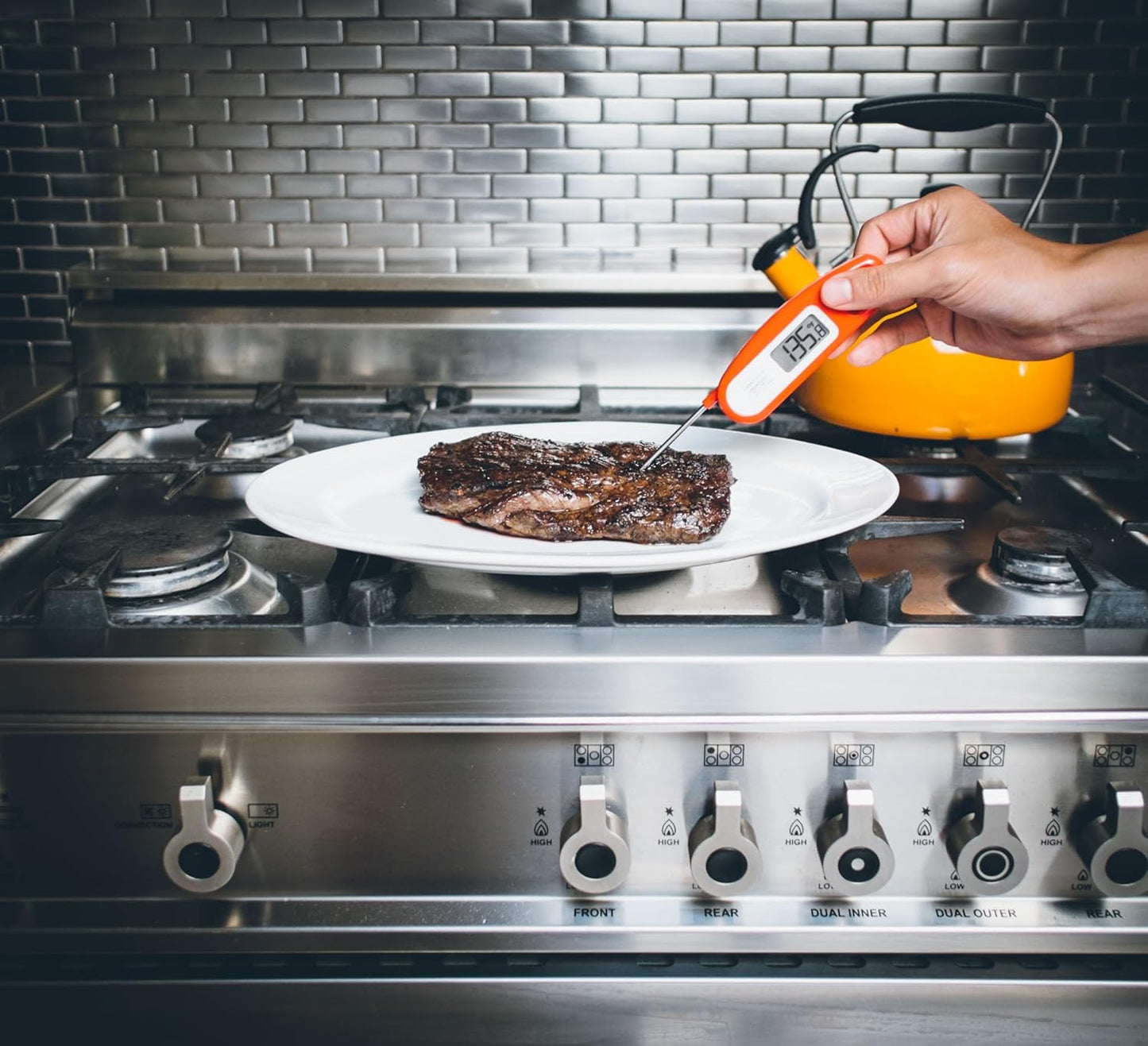 Lavatools Javelin® Ultra-Fast 3-Second Digital Instant Read Meat Thermometer for Grill and Cooking, 2.75" Probe, Compact Foldable Design, Large Display, IP65 Water Resistant, NSF Certified – Tangerine