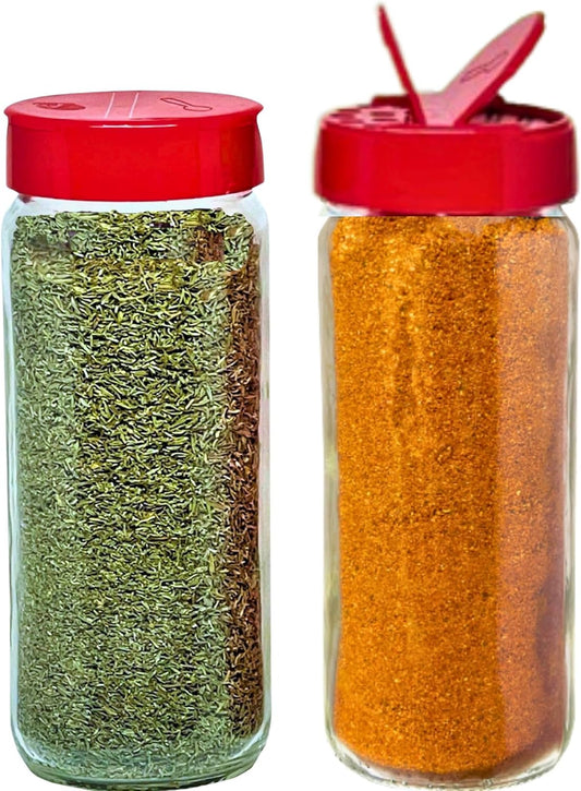 JARMING COLLECTIONS Premium Glass Spice Shakers - 16 oz Versatile Seasoning and Spice Dispenser with Sifting Lids for Popcorn, Cheese, Cinnamon, and Salt, Made in USA