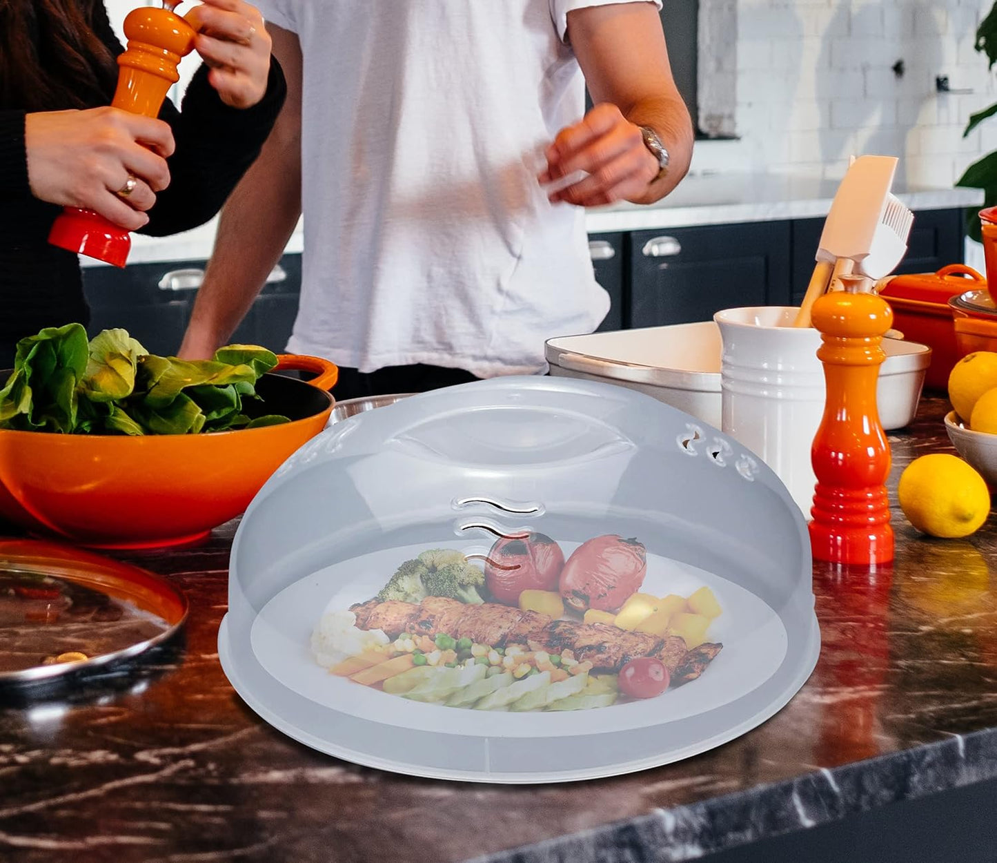 Microwave Cover for Food 2PCS Microwave Splatter Cover Large Microwave Plate Food Cover With Easy Grip Handle Anti-Splatter Lid With Enlarge Steam Vents,11.5 Inch,BPA Free & Dishwasher Safe 2-PCS