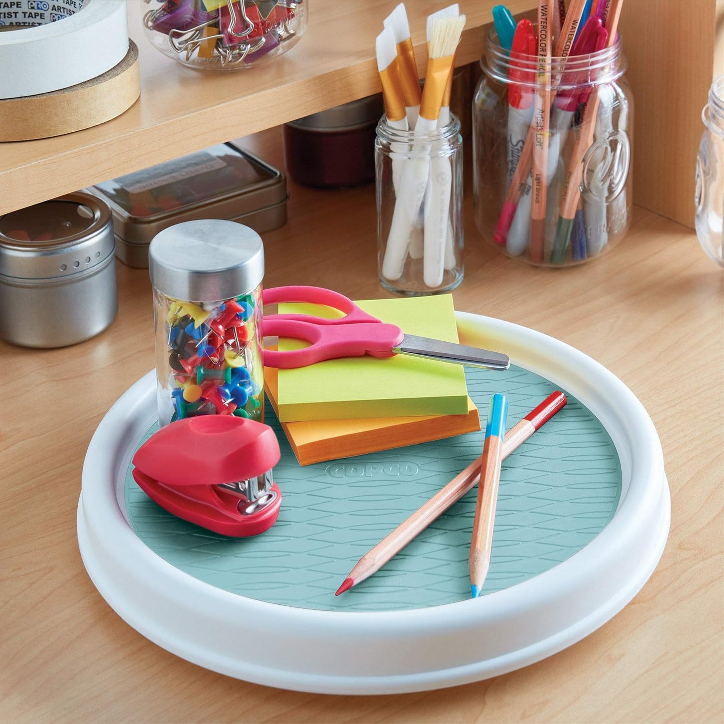 Copco 9 Inch Lazy Susan, 9-Inch, White/Aqua,5234750