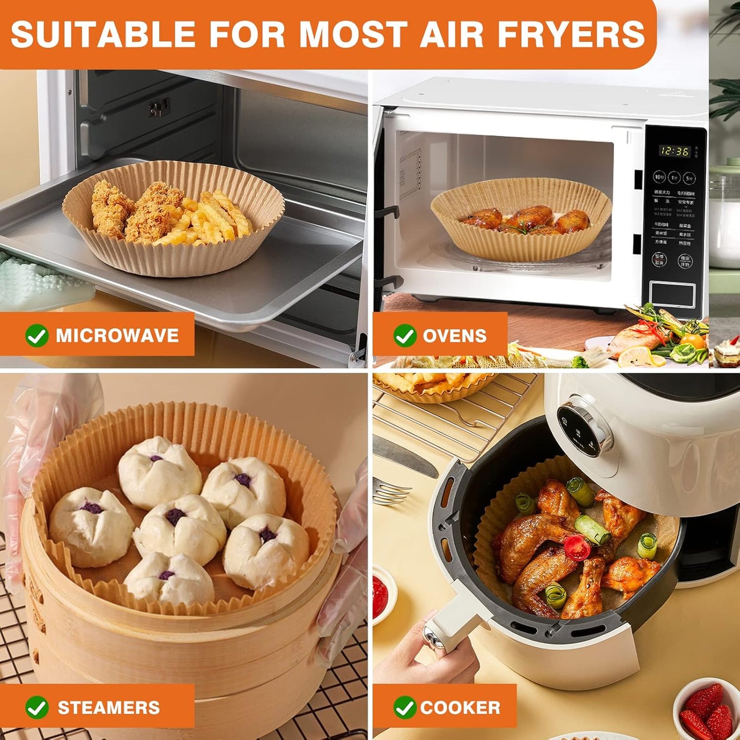 250 Pcs Air Fryer Liners Disposable, 6.5" Round Unbleached Parchment Paper Sheets for Airfryer Basket, Non-Stick & Leakproof Baking Liners for Oven Pan