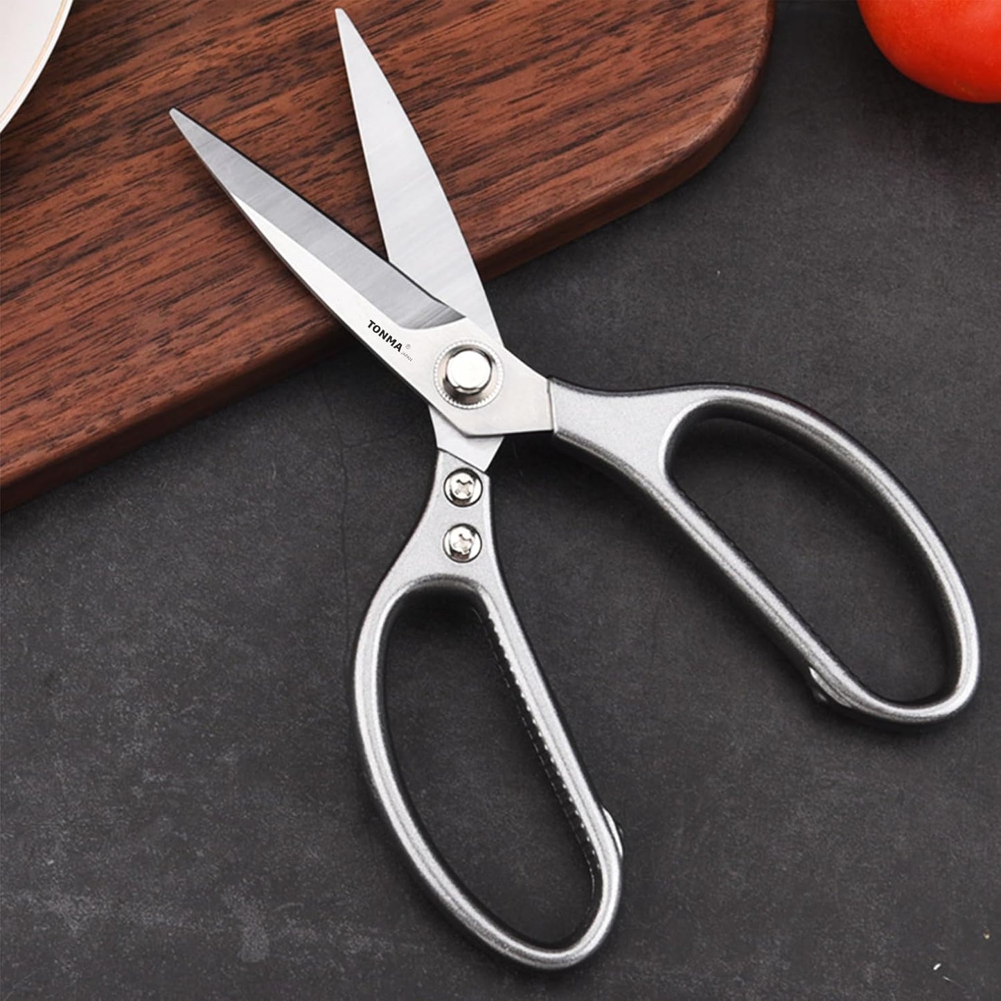 TONMA Kitchen Scissors All Purpose [Made in Japan] Effortless Cutting, Quality Japanese Ergonomic Handle Heavy Duty Poultry Shears for Herbs, Chicken, Food, Office, Leather