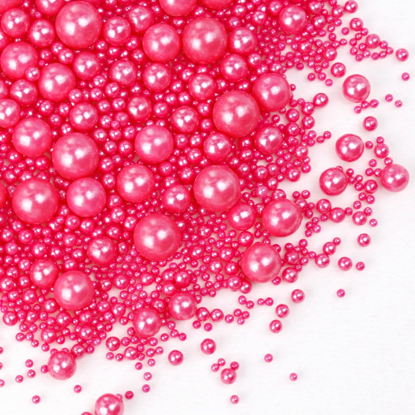 Edible Deep Pink Pearl Sprinkles, Edible Sugar Pearls, 130g/4.58oz, Pink Pearls Sprinkles for Cupcake Decorating, Cupcake Toppers, Cake Decorations