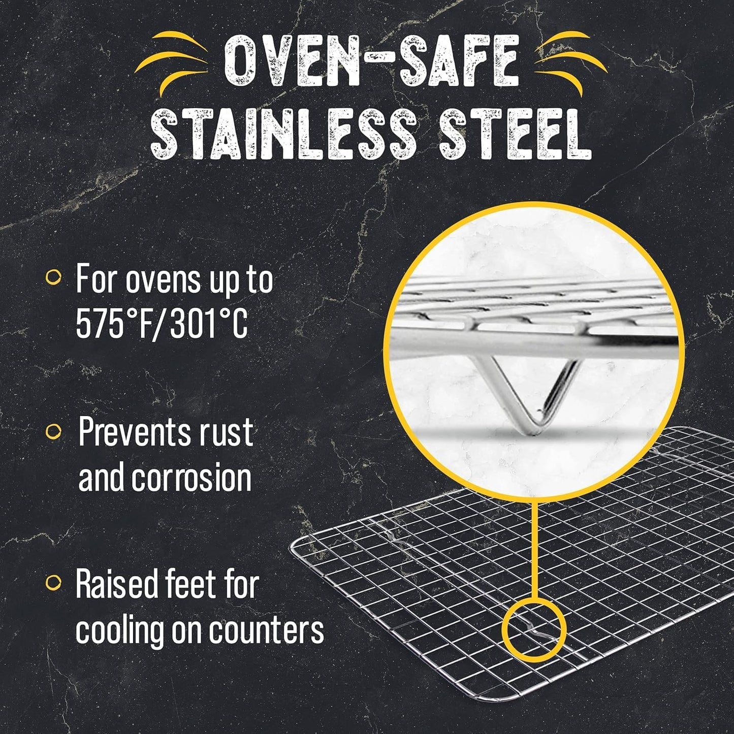 Checkered Chef Cooling Rack for Cooking and Baking - 10" x 15" Stainless Steel, Oven Safe Grid Wire Cookie Cooling Racks