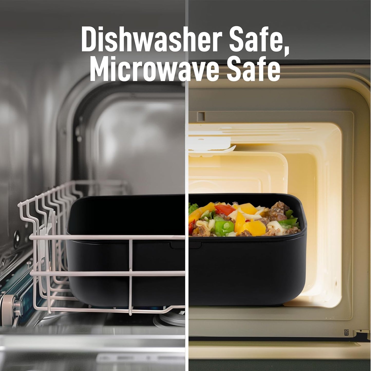 Double Premium Bento Box Adult, 67 fl oz BPA-Free - Black Stackable Lunch Box with Leak-Proof Lids & Dividers, Perfect for Meal Prep, Lunches & Portion Control