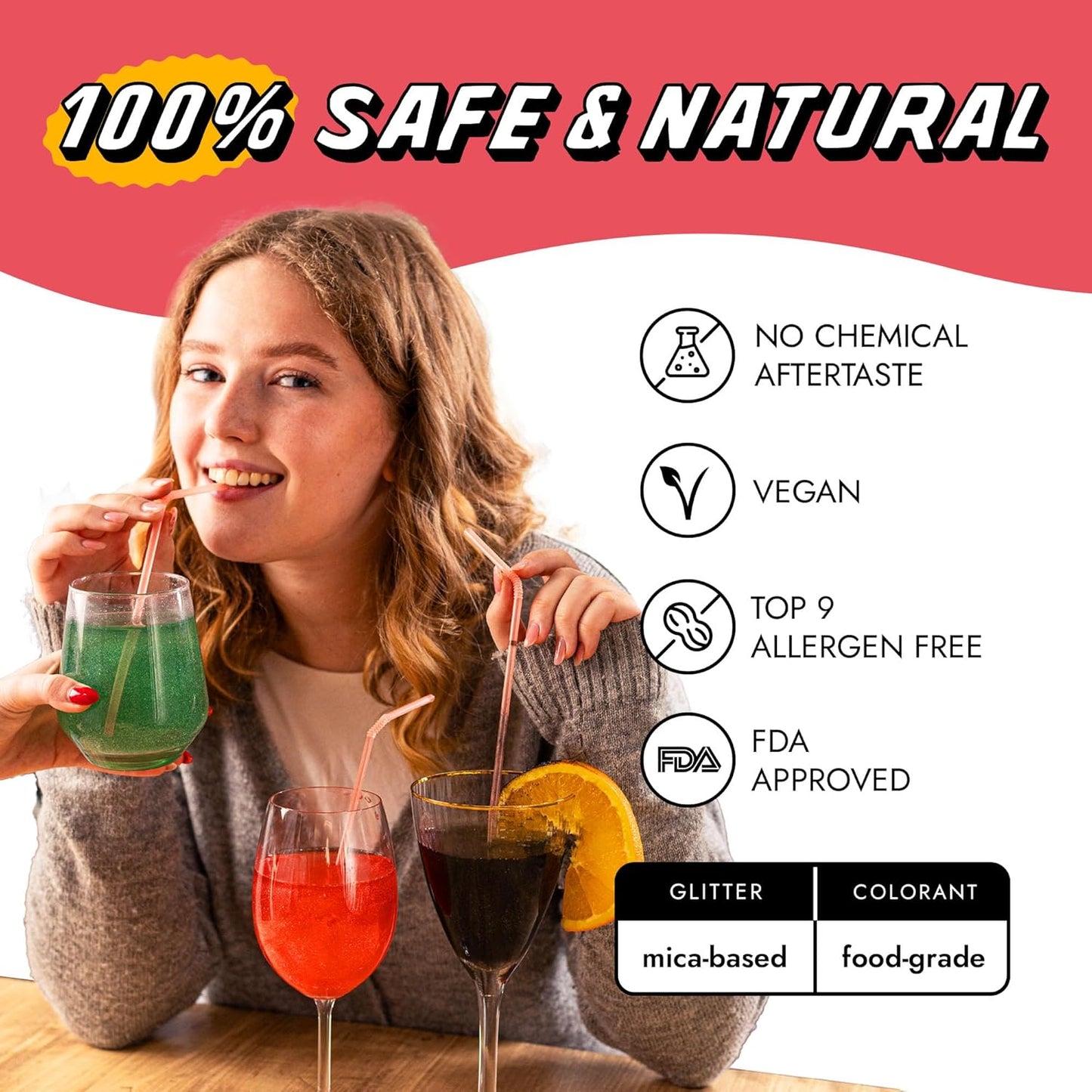 MONÉGASQUE Sakura Pink Edible Glitter for Drinks 10g – Pink Edible Glitter for Cakes & Cocktails – Halloween Drink Shimmer Powder – Sparkles for Drinks – Food & Cake Decorations Spray Sprinkles