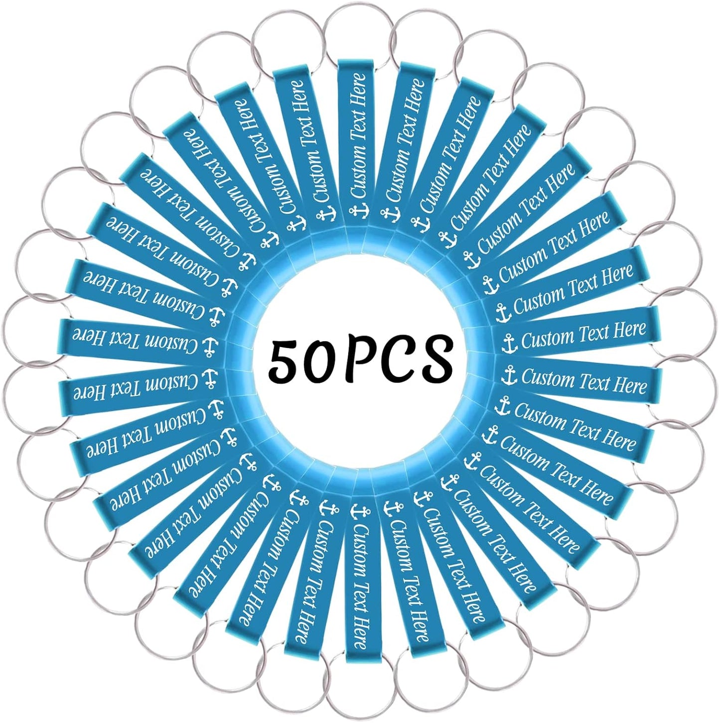 50PCS Personalized Bottle Opener Keychain Bulk Custom Beer Bottle Opener with Logo Text Engraved Wedding Bottle Opener Favors Customized Gifts for Guests Baby Shower Birthday Party-Sky Blue