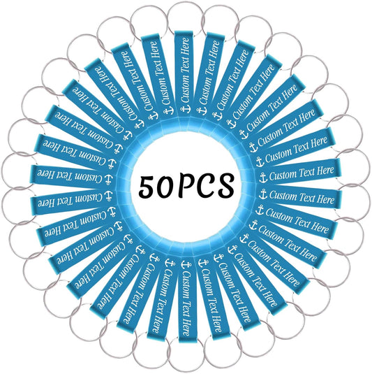 50PCS Personalized Bottle Opener Keychain Bulk Custom Beer Bottle Opener with Logo Text Engraved Wedding Bottle Opener Favors Customized Gifts for Guests Baby Shower Birthday Party-Sky Blue