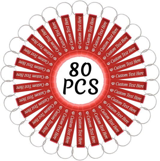 80PCS Personalized Bottle Opener Keychain Bulk Custom Beer Bottle Opener with Logo Text Engraved Wedding Bottle Opener Favors Customized Gifts for Guests Baby Shower Birthday Party-Red