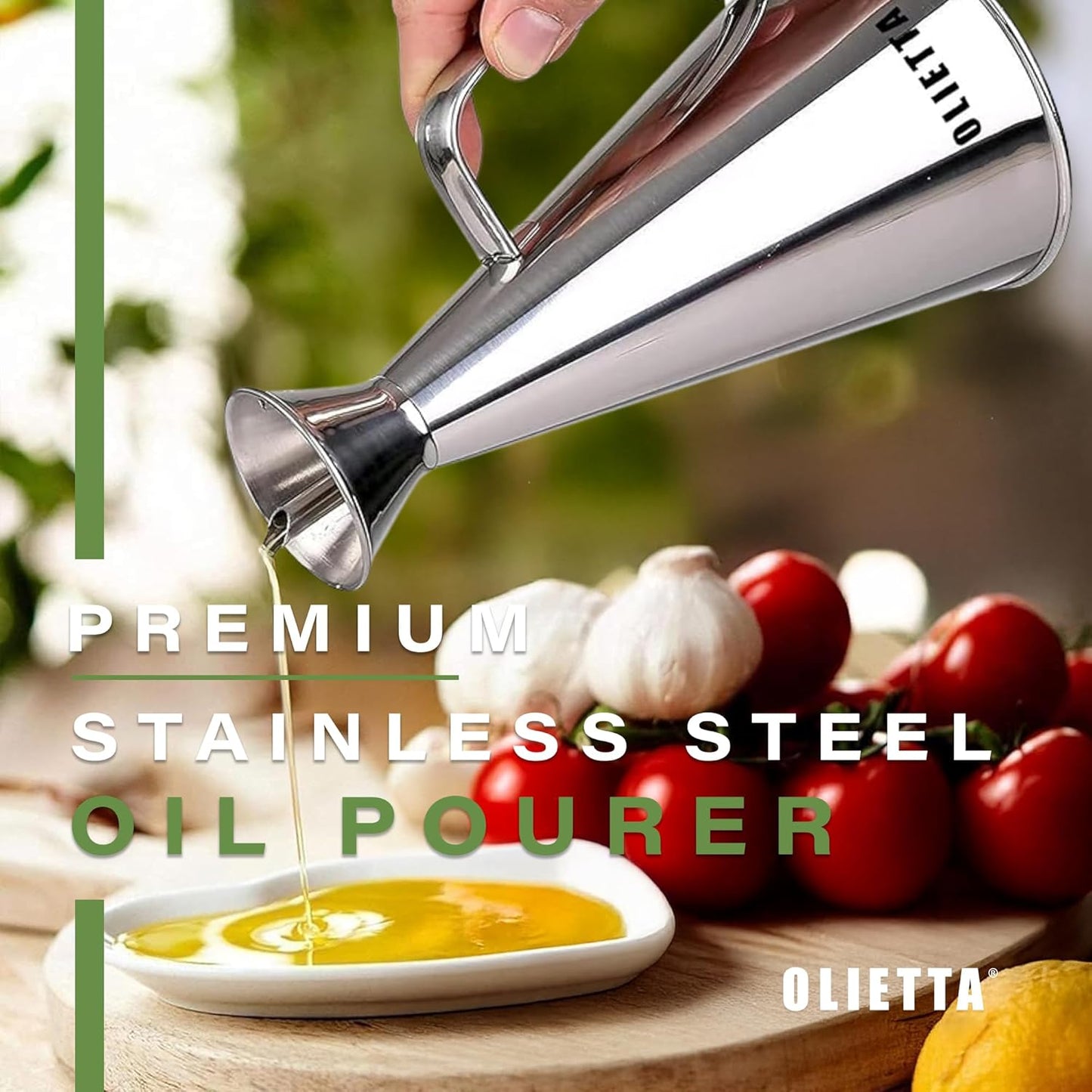 Olive Oil Dispenser Bottle Stainless Steel Non Drip Leak Proof No Mess Vinegar Pourer & Kitchen Drizzler 34 oz 1000ML 1 Litre Great for Pouring & Drizzling Easy to Clean & Leakproof