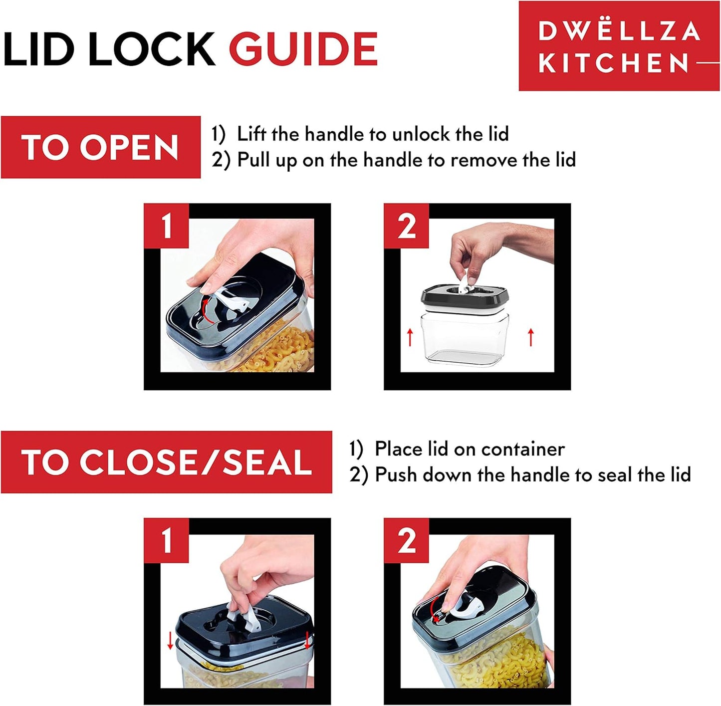 DWËLLZA KITCHEN Mini Airtight Food Storage Containers with Lids – Set of 6 Clear Plastic Small Pantry Containers for Spices, Candy, Nuts, Coffee or Tea, BPA-Free, Keeps Food Fresh & Dry