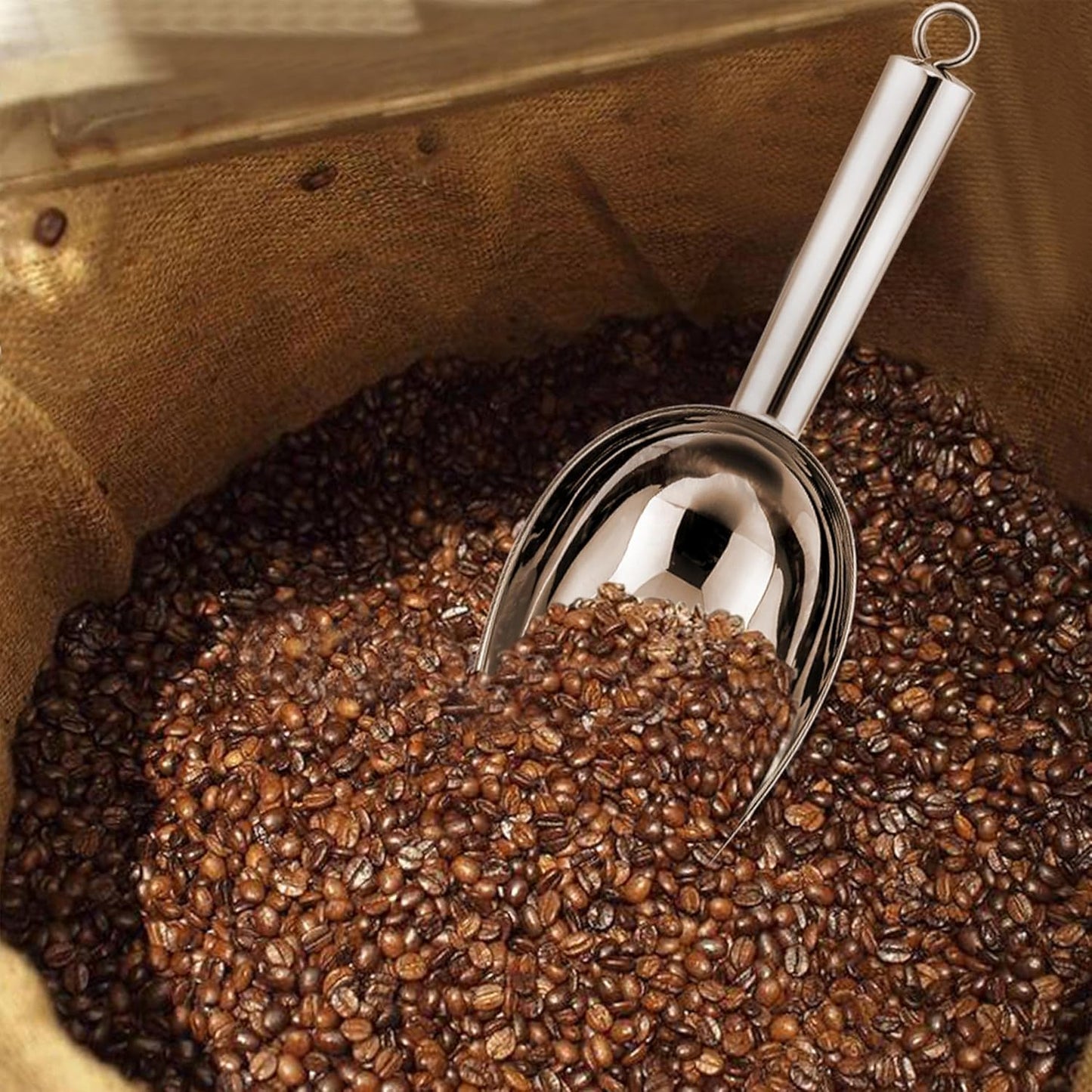 TeamFar 8oz Ice Scoop, Stainless Steel Food Scoop Metal Ice Scooper for Kitchen Bar Party Wedding, Heavy Duty & Sturdy, Easy Storage & Versatile, Mirror Finish & Smooth Edge, Dishwasher Safe