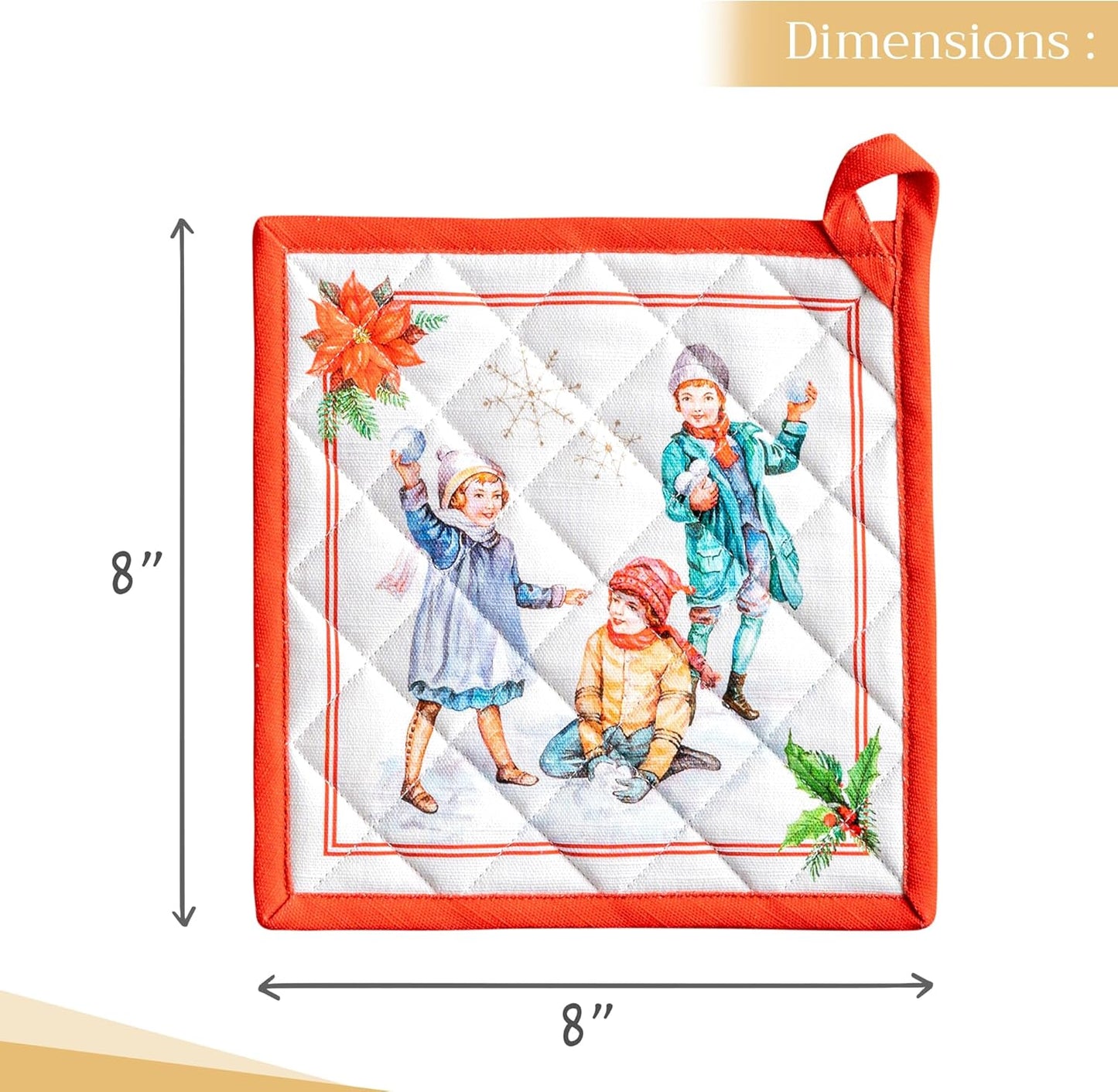 Maison d' Hermine Pot Holders 100% Cotton Heat Resistant Potholders 8" x 8" Hot Pads with Loop BBQ, Cooking, Baking, Grilling, Kitchen, Handling Hot Pans (Pack of 1, Chromo)