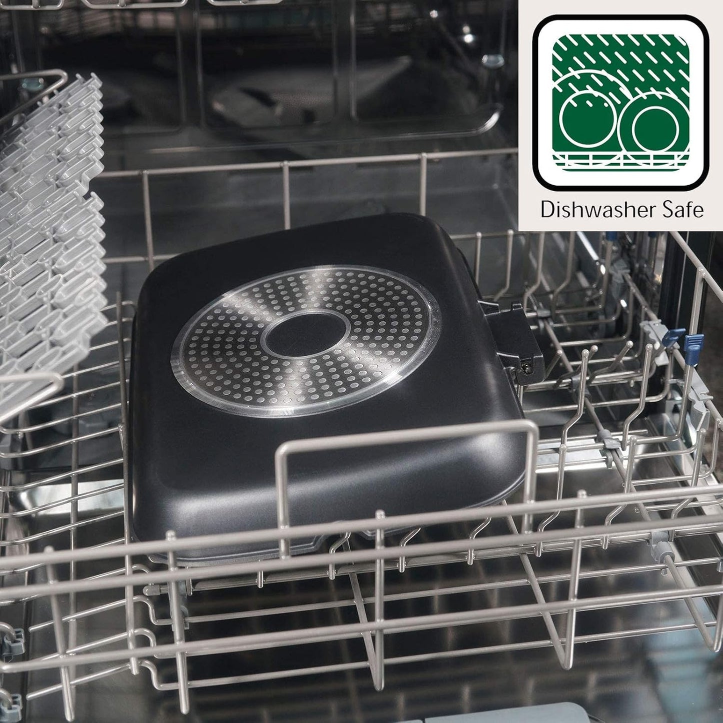 SKITCHN Grill Pan with Folding Handle, Nonstick Indoor BBQ Grilling Pan - 13 9IN