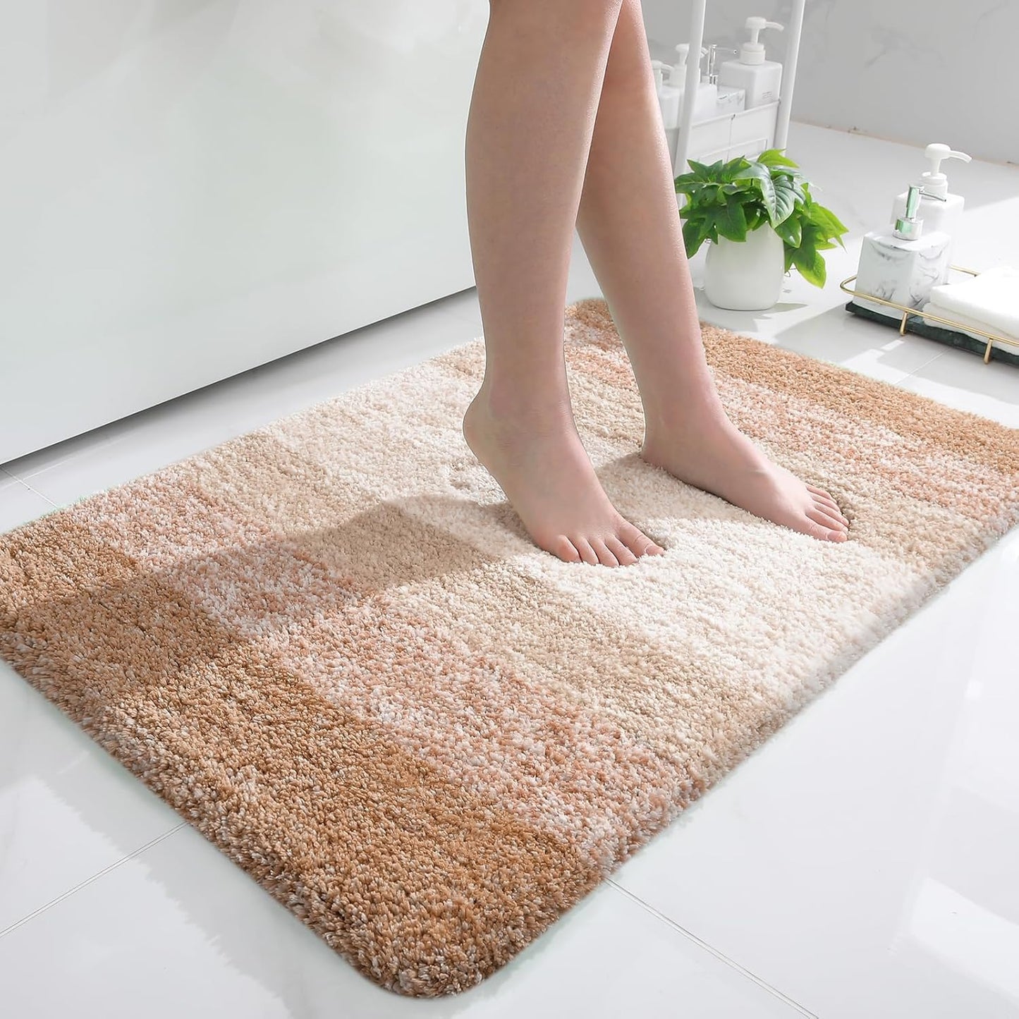 OLANLY Bathroom Rugs Mat 36x24, Extra Soft Absorbent Microfiber Bath Rugs, Rubber Backing, Quick Dry, Machine Washable Bath Mats for Bathroom Floor, Tub and Shower, Home Decor Accessories, Beige