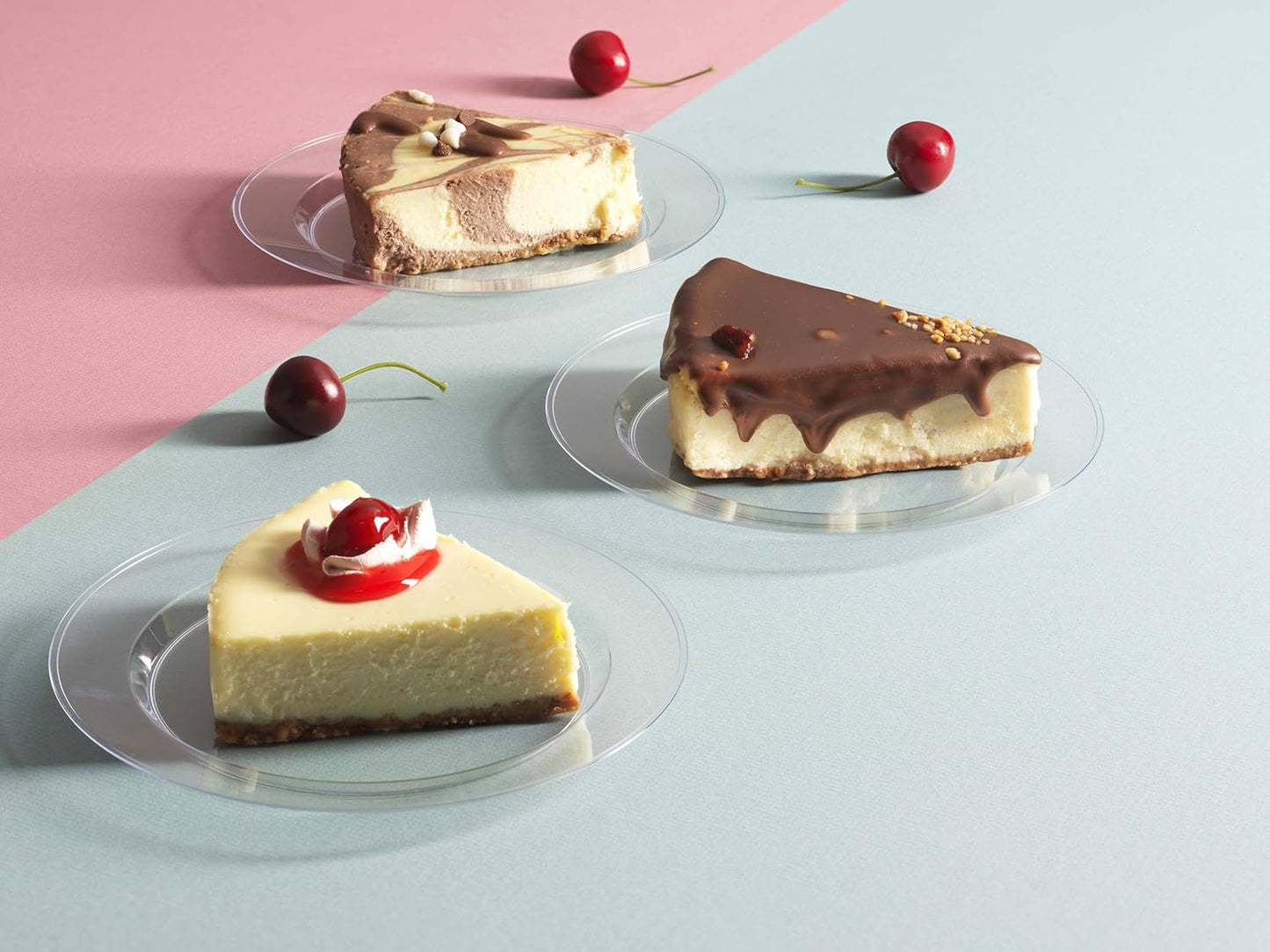 Munfix 100 Clear Plastic Plates Set, 50 Pcs 10 Inch Plastic Dinner Plates and 50 Pcs 7 Inch Plastic Dessert Plates, Elegant Fancy Heavy Duty Disposable Plates for Party, Wedding, Clear