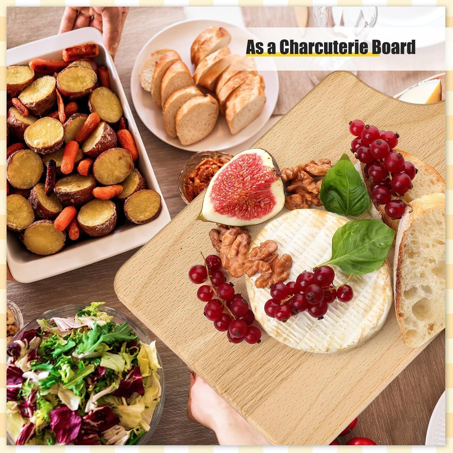 Lounsweer 6 Pcs Thicken Cutting Board Bulk Wood Board for Chopping Serving Charcuterie Material for Laser Engraving Mother' Day Wedding Housewarming Gift