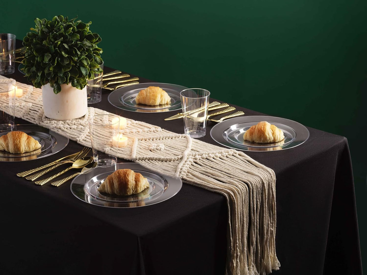 Munfix 100 Clear Plastic Plates Set, 50 Pcs 10 Inch Plastic Dinner Plates and 50 Pcs 7 Inch Plastic Dessert Plates, Elegant Fancy Heavy Duty Disposable Plates for Party, Wedding, Clear