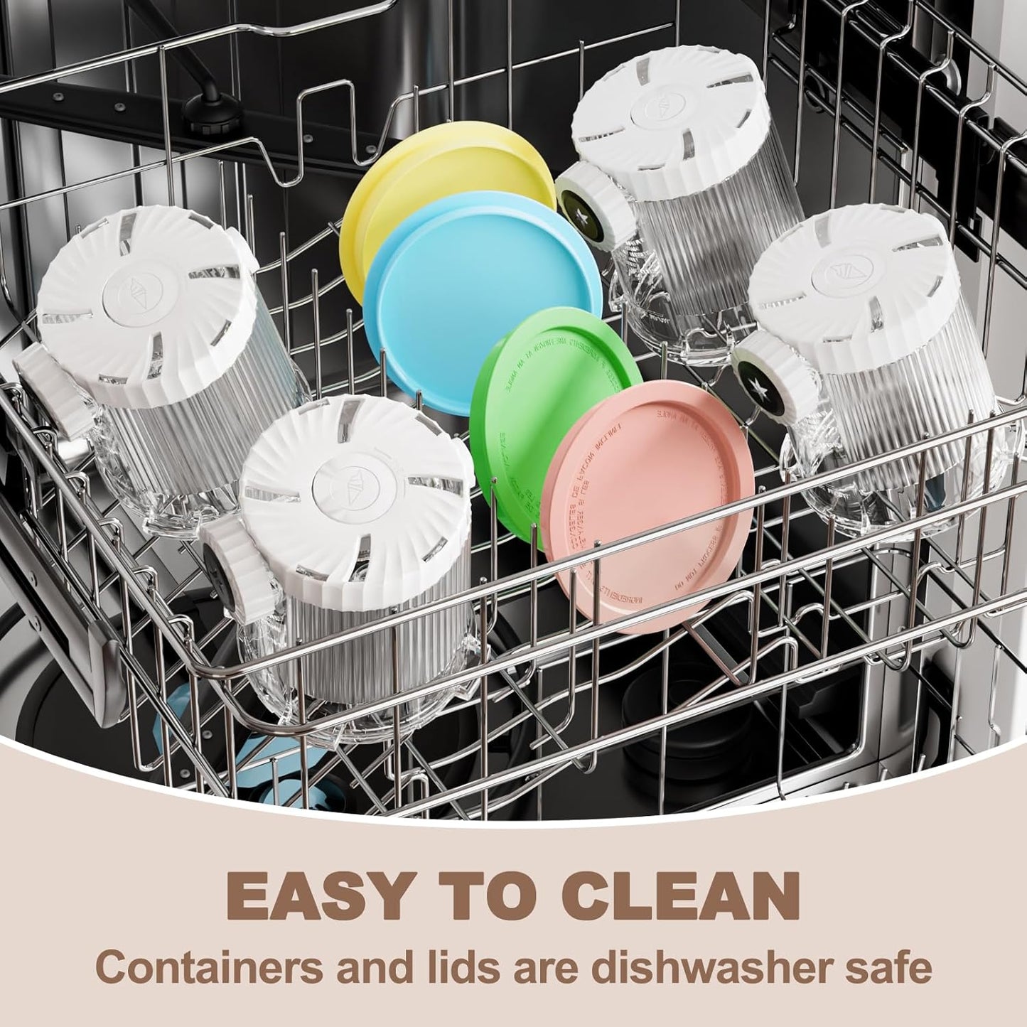 Swirl Creami Pints and Lids for Ninja - 4 Pack, Compatible with NC700 Series Ninja Swirl by CREAMi Ice Cream and Soft Serve Maker, 16 OZ Replacement Containers with Lid, Dishwasher Safe&Mix Color Lids